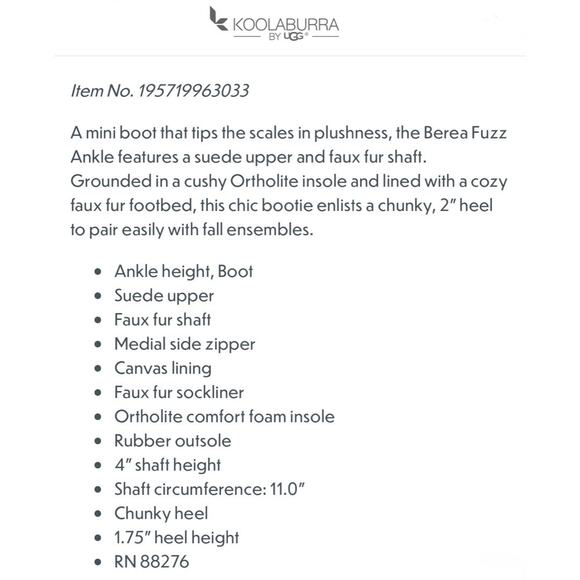 NIB Koolaburra by UGG Berea Fuzz Orthodite Ankle Boots Suede 9 Amphora - Picture 10 of 12